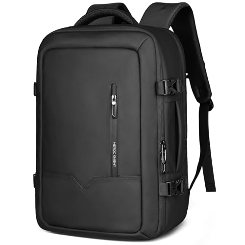 Travel Backpack for Men Women, 28L Airline Approved Carry On Backpack, 17 inch Water Resistant Business Laptop Backpack, Personal Item Luggage Bag for Weekender Hiking, Black