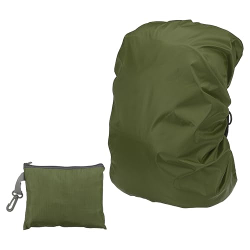 PATIKIL Waterproof Backpack Rain Cover, Oxford Cloth Backpack Cover Anti-Slip Cross Buckle Straps & Drawstring Bag for Hiking - color: Dark Green, size: X-Small