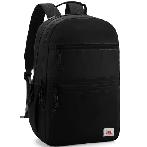 VASCHY School Backpack, Lightweight Classic Cute Aesthetic Bookbag Daypack for Teen Boys Girls Traveling/Gym/Middle School Black - color: Black-l, size: Large-17in