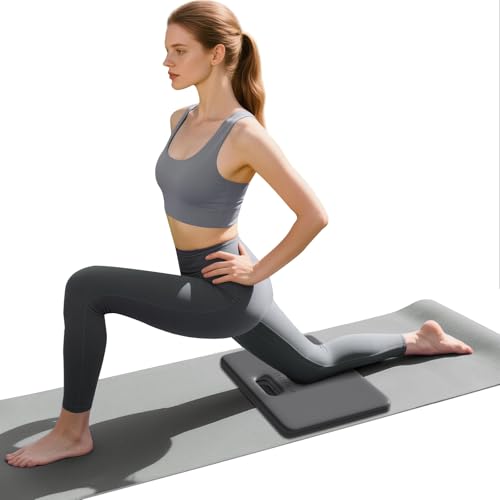 PAIDU Yoga Knee Pad - 1 Inch Thick with Extra Cushioning, Pain-Free for Knees, Elbows, Wrists and Back | Foldable and Multi-Functional, Suitable for Home Gym, Pilates, Plank, Abdominal Training Fitness Mat - color: Grey + Black