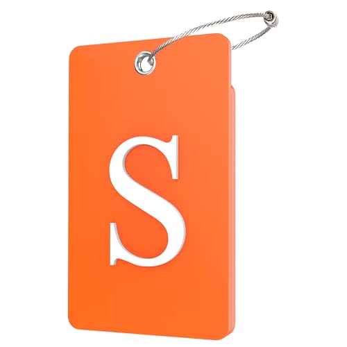 Gostwo 2 Pack Luggage Tags for Suitcases, 26 Initial Letter Travel Luggage Baggage Identification Labels ID Tag Fully Bendable Tags with Stainless Steel Loop (Orange) (Letter S) - color: Orange, size: Large S