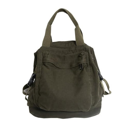 Canvas Backpack Purse for Women Large Size Tote Top Handle Bag Fashion Handbag Travel Rucksack Anti Theft (Green) - color: Green