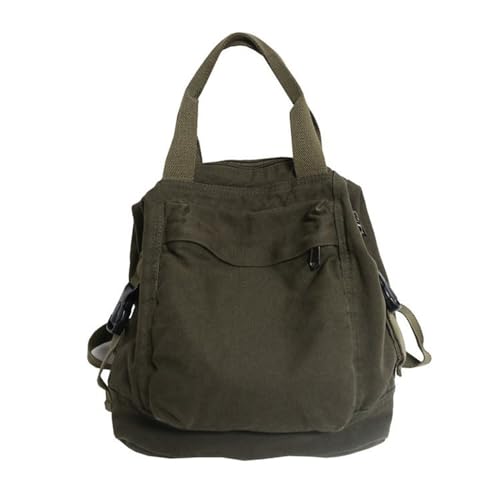 Canvas Backpack Purse for Women Large Size Tote Top Handle Bag Fashion Handbag Travel Rucksack Anti Theft (Green) - color: Green