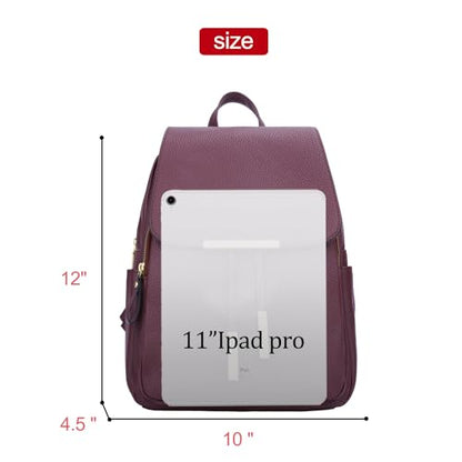 KKXIU Trendy Leather Backpack Purse for Women and Ladies Shoulder Travel Daypacks Bags (A-Wine) - color: A-wine, style: Backpack