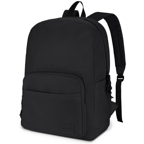 VASCHY School Backpacks, Lightweight Bookbag Schoolbag for Boys Girls Casual Basic Simple Daypack for Men Women Black - color: Black