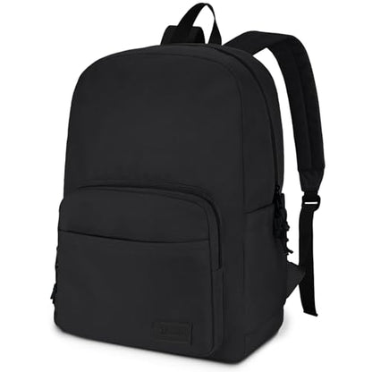VASCHY School Backpacks, Lightweight Bookbag Schoolbag for Boys Girls Casual Basic Simple Daypack for Men Women Black - color: Black