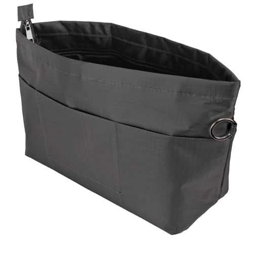 Handbag Tote Purse Organizer Insert, Small, Dark Grey | Bag Divider Liner Shaper Separator in Bag with Zipper, 11 Pockets Compartments - color: Dark Grey, size: Small
