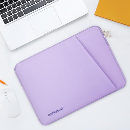 RAINYEAR 11-13 Inch Laptop Sleeve Padded Case Cover with Pocket, Purple - color: Purple, size: 11-13 inch