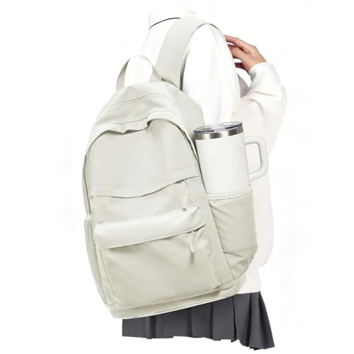 VECAVE School Backpack Beige College High School Bags backpack for Boys Girls Teens Waterproof Bookbag Casual Lightweight Travel Rucksack Daypack Backpacks for Men Women - color: A1-beige