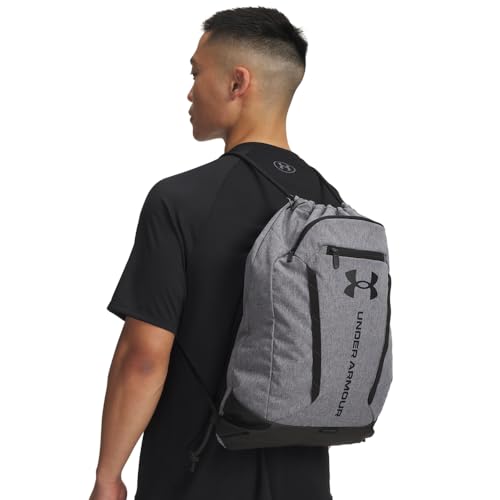 Under Armour Unisex Hustle Sackpack, (025) Castlerock/Black/Black, One Size Fits Most - color: (025) Castlerock / Black / Black