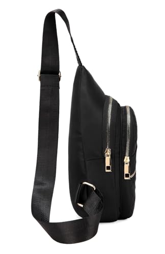 EVANCARY Small Sling Bag Crossbody Bags for Women Men, Sling Backpack Chest Daypack Cross Body Bag for Travel Outdoor - color: F Black