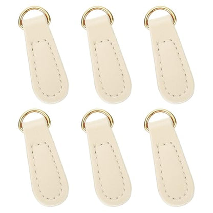 uxcell 6pcs Zipper Pull, 1.57 Inch Leather Zip Puller Zipper Replacement Repair Kit Head Handle for Luggage Clothing Jackets Backpacks Boots, White - color: White