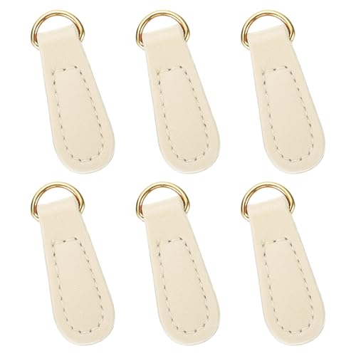 uxcell 6pcs Zipper Pull, 1.57 Inch Leather Zip Puller Zipper Replacement Repair Kit Head Handle for Luggage Clothing Jackets Backpacks Boots, White - color: White