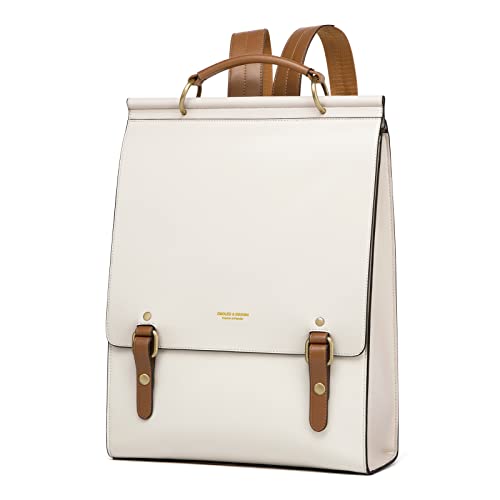 Cnoles Leather Backpack Purse For Women Fashion Ladies Vintage Bags Casual College Travel Backpacks Large bag White - color: White-q2476d, size: 28 x 11 x 38