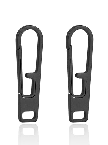 VIPERADE VAT1 Heavy Duty Titanium Zipper Pulls Replacement, Universal Zipper Pull Tab Repair Kit for Jackets, Coats, Suitcases, Luggage, Backpacks, Handbags and EDC Pouches - color: 2 Black, size: 1.38" × 0.27"