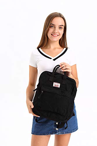 LuckyZ Small Cloth Backpacks Womens Casual Style Lightweight Canvas Backpack Book Bag Travel Daypack Handbag Purse, Black - color: Black