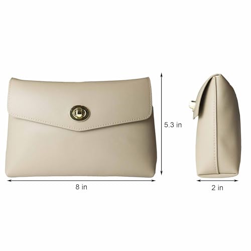 Cosmetic Bag Travel Makeup Pouch Travel Organizer, Zipper Pouch Bags for Women Vegan Leather (No Text, Brown) - color: Brown