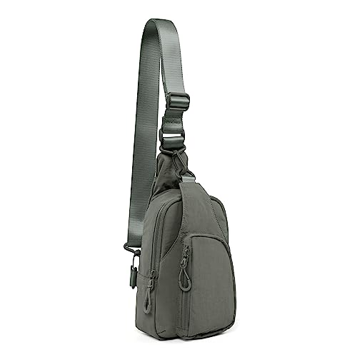 ODODOS Sling Bag with Adjustable Straps Crossbody Chest Bag Lightweight Backpack for Casual Traveling Hiking - color: Olive Charcoal