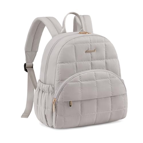 LOVEVOOK Small Backpack Purse for Women, Mini Puffer Backpack with Anti-theft Pocket, Lightweight Quilted Casual Daypack for Daily Work & Travel - color: Grey, size: Medium