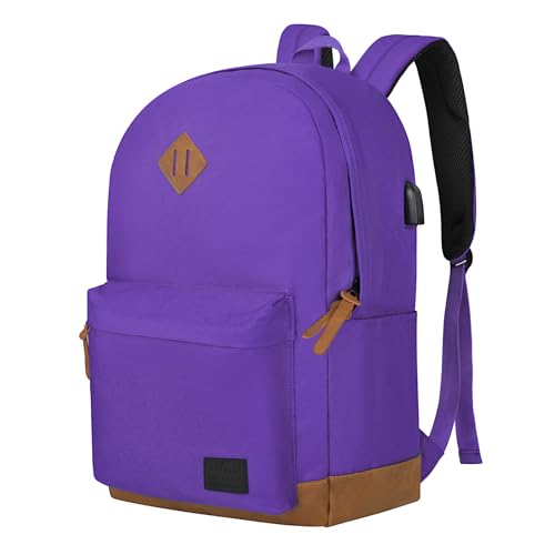 Goloni Backpack for Men Women,Travel Laptop Backpack, Water Resistant 17.3 Inch USB Charging Backpack, Large Capacity Work Commute Bag,Purple - color: Purple, size: Medium
