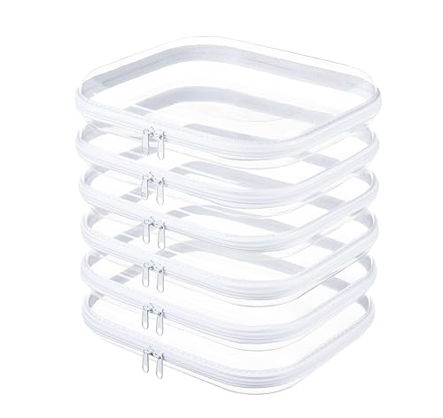 6-Pack Large Clear Hard Shell Zipper Pouches, Clear Zipper Bags, Hard Case Pouches for Purse & Diaper Bag Organizer,and Travel Essentials（6L） - size: 6L