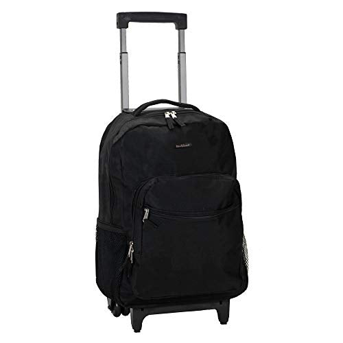 Rockland Double Handle 17" Rolling Backpack, Black