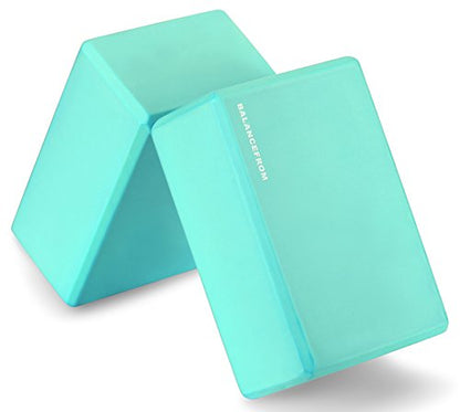 Fitvids Set of 2 High Density Yoga Blocks, 9"x6"x4" Each, Pair, Multiple Colors - color: Green