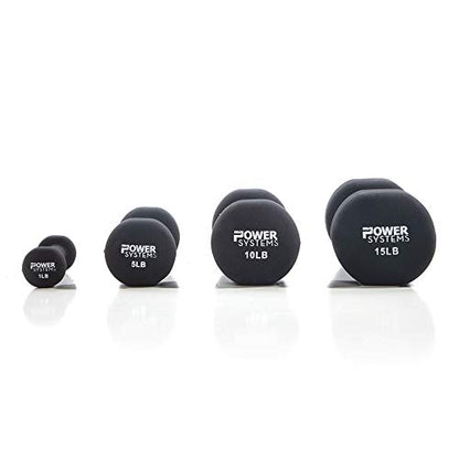 Power Systems Premium Neoprene Dumbbells - Non-Slip Grip and Squared Edges to Prevent Rolling