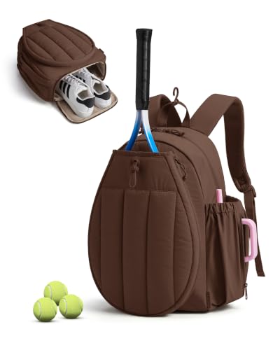 BAGSMART Tennis Gym Bag for Women, 3-in-1 Sports Duffle Sling Backpack | Fits 40oz Tumblers, 15.6" Laptop & Shoes, Converts to a Gym Duffle, Travel Sling, or Court Backpack for 2 Rackets/Paddles - color: N-Mocha Brown, size: Tennis Backpack