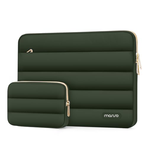 MOSISO Laptop Case 13.3 inch,13-13.3 inch Puffy Laptop Sleeve Compatible with MacBook Neo/Air 13.6 M5 M4 M3 M2 M1/Pro 13/14,HP Dell ASUS Lenovo,Polyester Horizontal Bag with Small Case, Army Green - color: Army Green, size: 13.3 inch