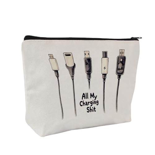 Plugs Cables & Chargers - Makeup Bag for Women Travel - Zipper Cosmetic Storage Bag with Vibrant Designs, Soft Fabric & Multi-Use Functionality (Gift for Birthdays, Graduation, Christmas) (Style I) - style: Style I