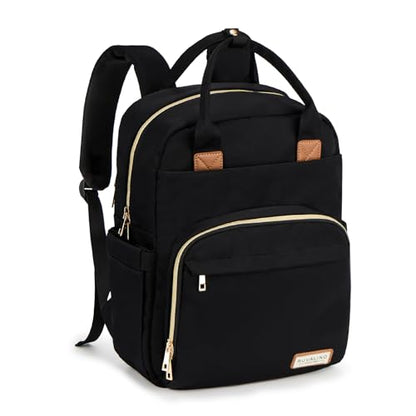 RUVALINO Diaper Bag Backpack, Multifunction Travel Pack Maternity Baby Changing Bags, Large Capacity, Waterproof, Deep Black, Polyester - color: Deep Black