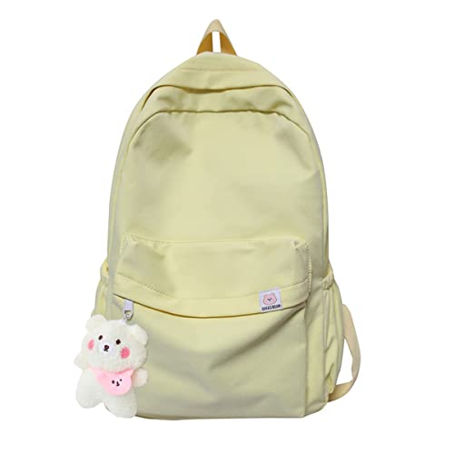 Eagerrich Aesthetic Cute School Backpack for Teens Girls Laptop Bag - color: Yellow