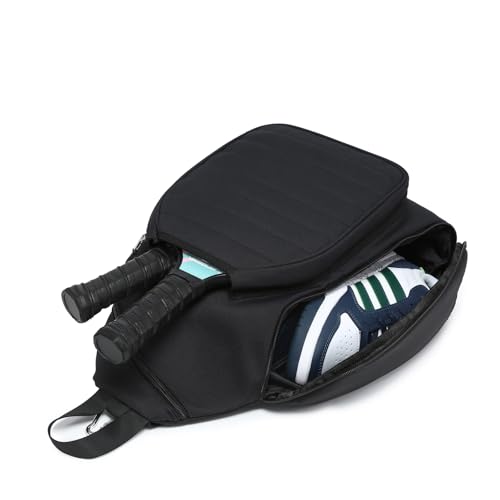 RAINBOW SMILE Sling Bag Crossbody Backpack for Pickleball Paddle Tennis Racketball Travel for Men and Women, with Ice Bag 2PS - color: Black