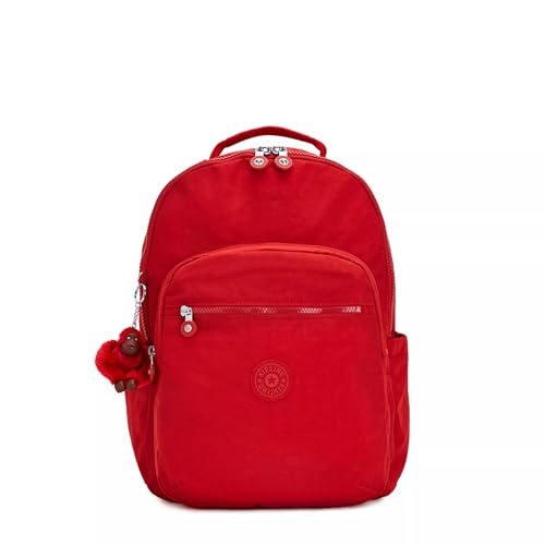 Kipling Women's Seoul 15" Laptop Backpack, Durable, Roomy with Padded Shoulder Straps, Built-In Protective Sleeve - color: Cherry Tonal 2, size: 12.75''L x 17.25''H x 8''D