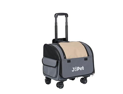 Pet Bag Carrier with Wheels, Pet Backpack with Wheels, Small Dog Carrier, cat Carrier, Detachable Wheels, Travel Bag, Pet Trolley, Soft Sided Carrier with Wheels, Foldable Carrier (Oat Grey) - color: Oat Grey
