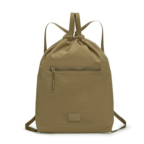 Lee Drawstring Backpack Bag Lightweight Small Gym Swim Beach Bag Water Resistant Sports Sackpack for Men Women, -LEE48-002DKH - color: Dark Khaki