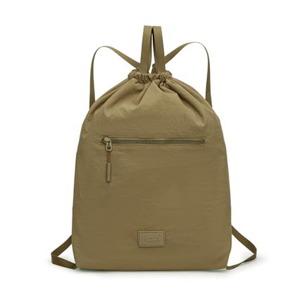 Lee Drawstring Backpack Bag Lightweight Small Gym Swim Beach Bag Water Resistant Sports Sackpack for Men Women, -LEE48-002DKH - color: Dark Khaki