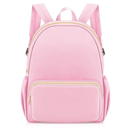 1 Piece Nylon Backpack Kids School Backpack for Toddler Girls Boys Plain Waterproof Preppy Bookbags Travel for Student (Pink) - color: Pink