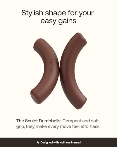 BetterMe Sculpt Dumbbells – 2.2 lb Pair Neoprene Hand Weights – Non-Slip Soft Grip Free Weights for Women – Compact Pilates, Barre & Home Workout Dumbbells - color: Chocolate Brown