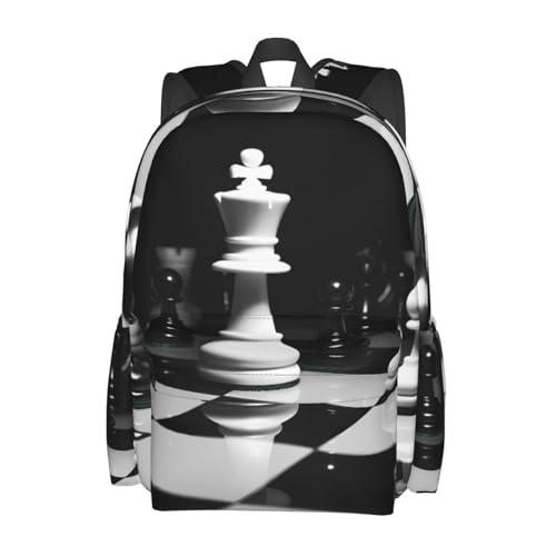 black and white chess Travel Backpack for Men Women 15.6 inch Laptop Backpack Casual Daypack for Weekender - color: Black and White Chess