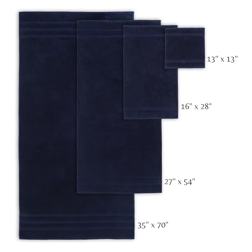 SOFE H&L | Olea Luxury Turkish Cotton Hand Towels Set of 4 Navy | Premium, Soft, Durable, Absorbent | Hotel Quality Plush Towels and Thick Towel Sets - color: Navy, size: Set of 4 (4 Hand Towels)