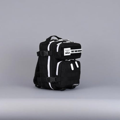 WOLFpak 9L Mini Tactical Backpack for Men & Women | Compact Everyday Carry Bag for Gym, School, Travel | Durable, Water-Resistant Daypack w/Molle System & Patch Panel (Alpha Black White Accents) - color: Alpha Black White Accents