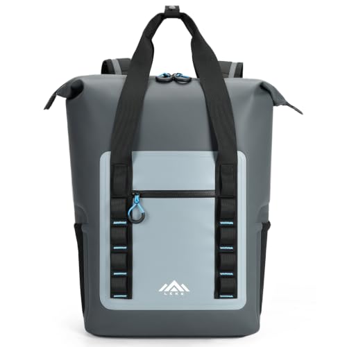 Lekesky Backpack Cooler, 30L Soft Lightweight Cooler Bag, Waterproof for Beach, Travel, Camping, Picnic, Hiking (20 CAN Grey) - color: Grey