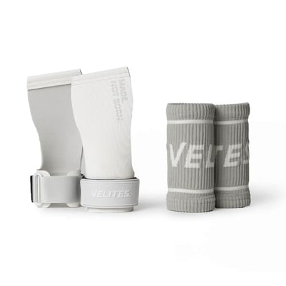 Velites - All Terrain Grips - Official Crossfit® Games Gymnastics Grips - No-Chalk Required - for All Bars & Surfaces - Includes Wristbands & Bag - color: White, size: Large