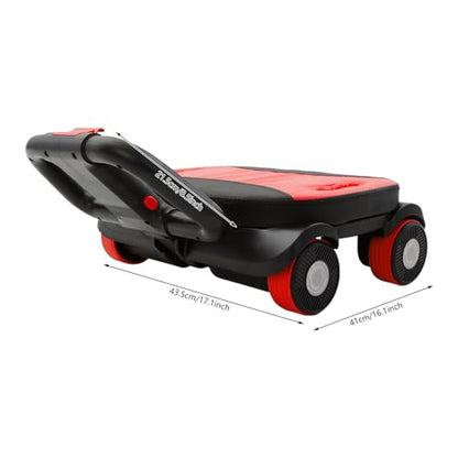 Ab Wheel Roller, 4-Wheel Abdominal Roller with Elbow Support - color: Red