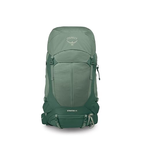 Osprey Stratos 44L Men's Hiking Backpack - Lightweight Backpacking Pack with Waterproof Raincover - Camping Bag, Pine Leaf - color: Pine Leaf, style: 44l