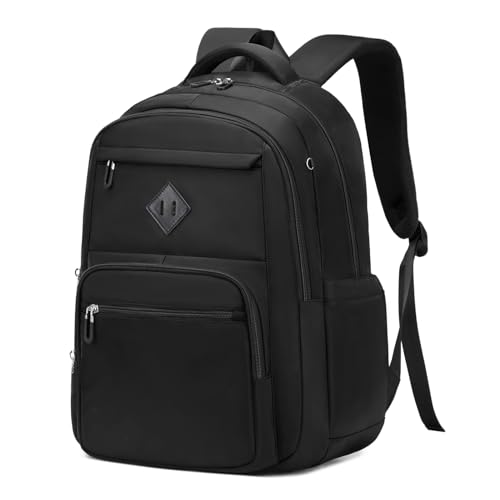 Sisipoet School Backpack for Girls, Lightweight Kids Bookbag for Boys Classic College Backpack for Teen Men Women with Luggage Strap, Age 8-18 Years Old, Black - color: Black