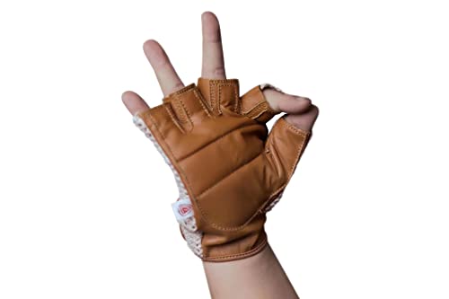 Retro Leather Crochet Cycling Gloves - Classic Tan - size: XX-Large