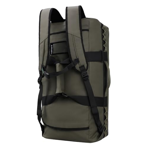 Haimont Heavy Duty Outdoor Gear Duffel Backpack, Green | 60/90L Sizes, Tarpaulin Build, D-Shaped Opening, Stowable Straps, Camp Storage - color: Army Green, size: 90L